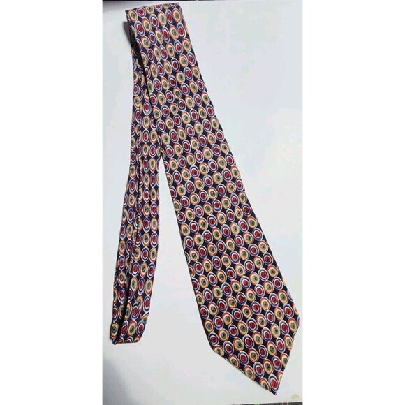 Vito By VR Necktie Silk Multicolor Abstract Geometric Print Hand Made In Italy - Picture 1 of 8